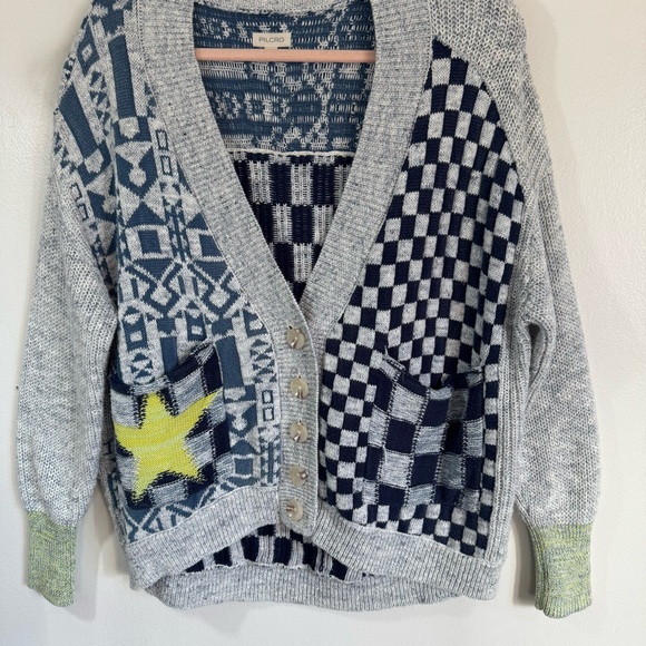 Anthropologie Pilcro Mash-Up Cardigan Sweater Oversized Size Small - Picture 4 of 10